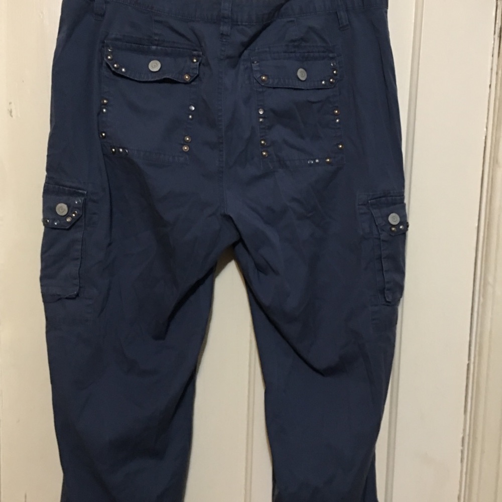 GITANO VINTAGE 90’s‎ EMBELLISHE Blue women’s CARGO PANTS 16W - Picture 8 of 11